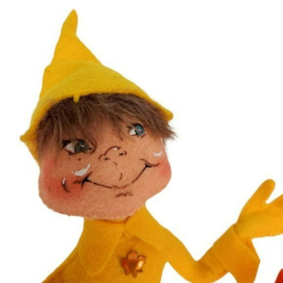 (2) ANNALEE 10" Orange Elf Helper & Yellow Elf Helper Standing Elves Autumn Fall - Picture 3 of 6